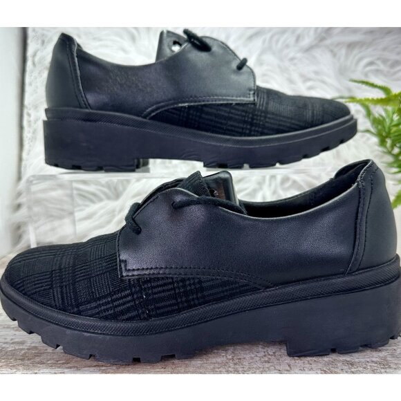 Clarks Calla Ruby Oxford 7M Blk Leather Lace Up Lug Sole Academic Preppy Career - Picture 12 of 12